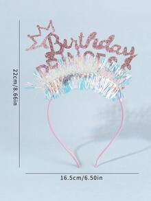 1pc Crown Happy Birthday Flowers Headband,Glitter Headband,Fashion Hair Accessories For Girl Girls Happy Birthday Party Decor Gifts - Multicolor - View 7