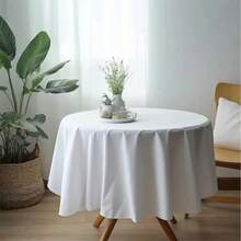 1pc Round Tablecloth - No Splicing, Multiple Size Options - Stain Resistant, Wrinkle-Free Polyester Tablecloth, Non-Fading, Tear-Resistant Decorative Fabric Tablecloth. Easy To Clean Heat-Resistant Tablecloth Suitable For Buffet, Dining Table, Coffee Table, Party, Birthday, Cafe, Banquet, Picnic, Camping, Barbecue, Indoor, Outdoor And Daily Use.