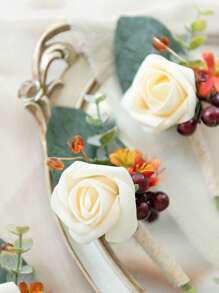 Artificial Flower Boutonniere For Men, Groom Groomsmen Wedding Decoration, Artificial Flower Arrangement For Weddings, Prom, Homecoming And Other Occasions, Wedding Bouquet Centerpiece, Party Table Decor, Home Decor, Party Favors, Room Decoration, Bachelorette Party Decor Summer Birthday Gifts Beach Back To School School Supplies