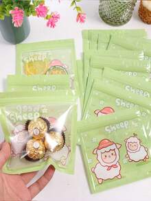 40个装绵羊印花礼品袋塑料糖果袋派对装饰礼品袋蓝色卡通绵羊自封袋适用于生日、婚礼、周年纪念派对小零食包装袋 - 彩色 - 查看 9