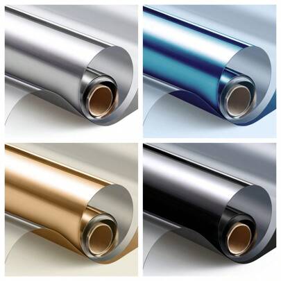 ホーム用 窓ガラスフィルム 1方向 昼間プライバシー 遮熱 日光遮断 UV対策 粘着不要 静電気吸着 ミラー反射 黒 シルバー オフィスにも使えます