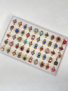 30/20/10 Stücke sortierter Legierungsring-Set, mit bunten Edelsteinen besetzt - vielseitig & für den täglichen Gebrauch und Partys (ohne Box)