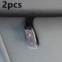 1 件人造水钻汽车眼镜架带票卡夹适用于汽车内饰配件 - 遮阳板太阳镜挂钩 - 彩色 - 查看 19