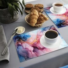 1/4/6/8/12 件亚麻餐桌垫，可水洗印花餐垫，表面保护垫，室内外餐桌垫，适用于节日派对、厨房餐桌装饰 - 彩色 - 查看 5