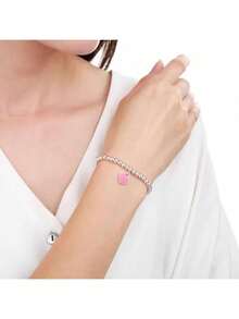 1 Piece 925 Sterling Silver Bead Chain Heart-Shaped Pendant Bracelet For Women Street Versatile Fashion Designer Jewelry Party Wedding Adjustable Length - Beaded Bracelet - View 14