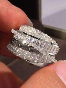 CUCCOO SZL 1枚精美立方氧化锆戒指，适合女性，可用于婚礼、订婚派对、情人节礼物、送给妈妈、母亲、母亲节礼物等场合。