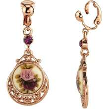 1928 Jewelry Drop & Dangle Earrings (1 Pair) - 1928 Jewelry Rose Purple Crystal Flower Drop Earrings - View 2