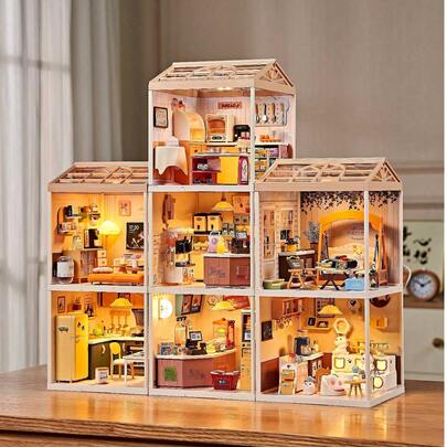 DIY 微型娃娃屋套件，建造化妆立体模型房屋建筑套装，配有 LED 房间业余爱好工艺品，适合成人，适合青少年的独特礼物