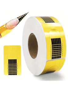 100pcs Rectangle Gold Square Nail Extension Paper Forms, Nail Art Salon Acrylic/Gel Nail Extension Tip Extension Wearable Paper Patch Sticker, Nail Extension Paper Mold For DIY Nail Design - Multicolor - View 3