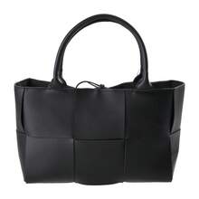Living And Home PU Leather Tote Bag With Patchwork Design (40cm) & Bonus Zippered Pouch - Black - View 2
