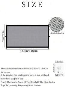 1pc Black Portable Pet Dog Mesh Gate, Dog Fence Net, Cat & Dog Protective Net, Enclosed Space For Pets To Play And Rest, Anti-Puncture Pet Supplies, 6 Hooks Included - Multicolor - View 11