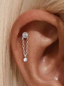 1 Peça Brinco Pequeno Marquise de Prata 925 Sterling com Bola Colorida, de Costas Planas, Declaração, Piercing de Cartilagem Hélix, Joias Finas para Uso Diário, Casamento, Festa, Noivado, Aniversário, Dia dos Namorados