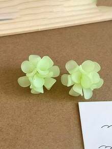 1 Pair Women's Colorful Woven Floral 3D-Shape Stud Earrings, Jewelry Gift - Hot Pink - View 13