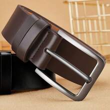 1 条纯色休闲 PU 皮革合金针扣腰带，商务、高端、适合所有季节