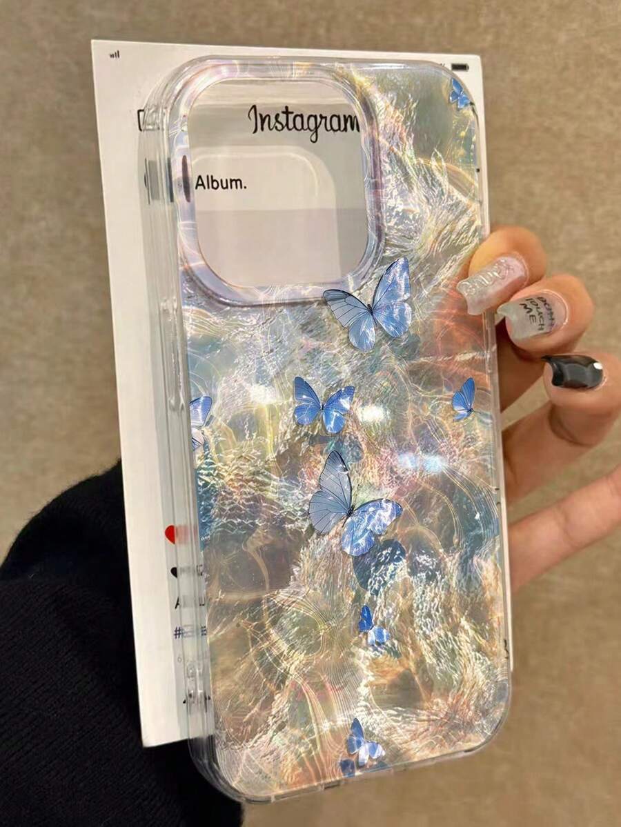 蝴蝶新款漩涡图案透明彩绘防摔手机壳 兼容苹果14、14 Pro、14 Pro Max、13、13 Pro、13 Pro Max 卡通11、11 Pro Max 彩绘12、12 Pro、12 Pro Max 防摔XR 卡通7/8 GES2、XS 兼容 15、15 Pro、15 Pro Max、16、16 Pro、16 Pro Max 高端手机壳