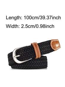 1 件青少年多色编织弹力腰带弹力帆布编织腰带适用于牛仔裤