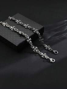 1pc Unisex Retro Cross Punk Style Bracelet, Fashionable Everyday Accessory