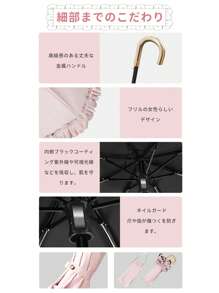 PUTDIL Parasol, Complete Shading, Foldable, UV Protection, UPF50+, 100% Shading Rate, Frills, Heat Protection, Folding Umbrella, Compact, Folding Parasol, UV Protection, Windproof And Water Repellent, For Both Sunny And Rainy Days, Easy To Carry, Rain Umbrella, UV Protection, Heat Protection, Cool, Cute, Women, Fashionable, Ladies, Mother's Day Gift