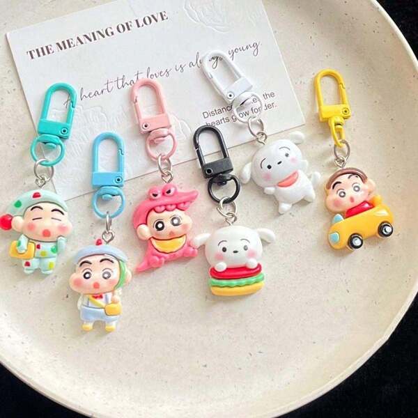 bandai Crayon Shinchan Keychain Anime Cartoon Bag Accessories, Official Licensed Zinc Alloy Cute Key Ring For Backpack/Luggage/Travel/Dorm Decor, Best Friend Gifts For Anime Fans/Office Workers
