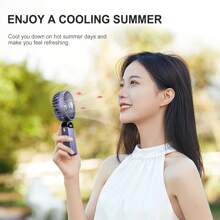 AOYI Ventilatore portatile pieghevole ricaricabile, con base e cinturino da appendere, essenziale per le vacanze, ventilatore manuale estivo da viaggio, 800mAh, 5 velocità regolabili, per ufficio, pendolarismo, campeggio, picnic, escursionismo, spiaggia, zaino, sport