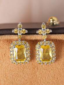 1 Cặp bông tai đính đá Cubic Zirconia tuyệt đẹp dành cho nữ dùng để trang trí tiệc cưới, đính hôn, kỷ niệm ngày cưới, quà tặng ngày lễ tình nhân - 4 # - Xem 6
