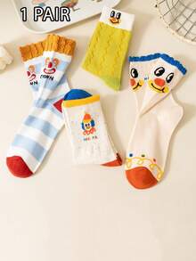 1双女士袜子，小丑图案，趣味十足，时尚简约，吸汗透气，防臭，适合日常旅行。 - 彩色 - 查看 2