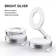 1 pièce Nouveau support de téléphone portable rotatif à 360 degrés avec ventouse magnétique à aspiration, support portable monté sur véhicule, surface lisse pour l'aspiration, fonctionnement à deux mains, réglage sur toute la plage et multi-angles, convient pour les véhicules, les tables et les murs