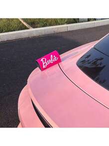 Barbie Barbie Car Window Flag, 15x20cm Hot Pink Car Decoration With Iconic Barbie Logo, Easy Installation Magnetic Car Accessory For Stylish Women