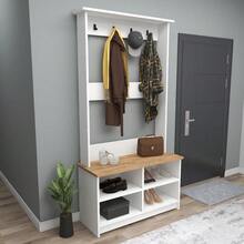 Stylish Atlantic Pine Hall Tree With Shelves - Ideal For Entryways, In A White Hue - White - View 4