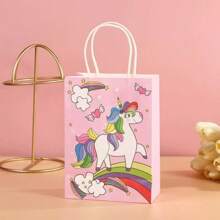 15pcs/Unicorn Rainbow Pony Cartoon Packaging Bag Cartoon Kraft Paper Cute Handheld Gift Bag
