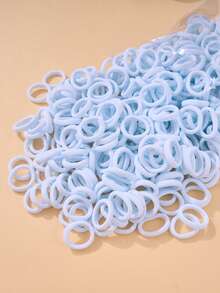 100 piezas/paquete de ligas para el pelo blancas súper elásticas y sin costuras de tamaño mediano - Blanco - Ver 1