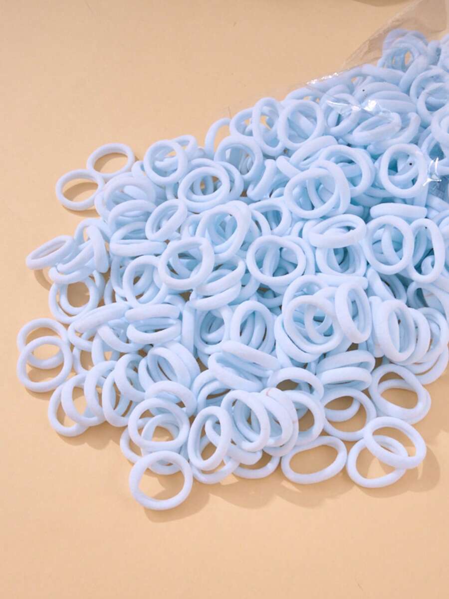 100 piezas/paquete de ligas para el pelo blancas súper elásticas y sin costuras de tamaño mediano - Blanco - Ver 1