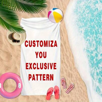 1pc Personalized White Beach Towel - Ultra Absorbent & Quick-Drying, Unique Design For Swimming, Sunbathing & Outdoor Adventures, Perfect For Beach, Camping, Travel Essentials Beach Essentials,Vacay Vibes