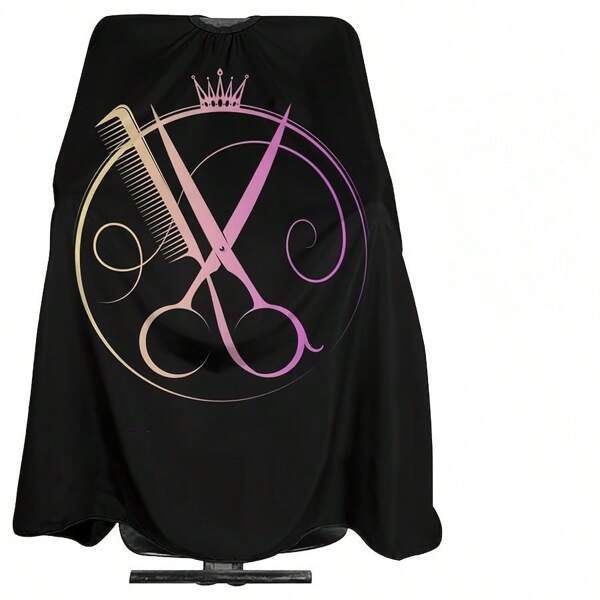 Professionelle Friseur-Schürze - Hochwertige, leicht zu reinigende Salon-Umhänge, modisches Rosa Schere & Kamm Design, strapazierfähiger schwarzer Stoff, geeignet für Friseure und Barbiere, Unisex, professionelle Styling-Ausstattung | Unisex-Schürzen-Design | Leicht zu reinigende Materialien, Friseur-Zubehör