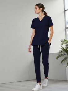 Uniforme Quirúrgico  Mujer Cómodo Alta Calidad Tela antifluidos Elastico Colorido Filipinas Set Dos Piezas Jareta - Negro - Ver 3