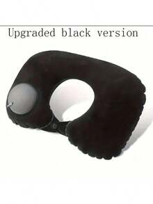 1pc Modern Velvet U-Shaped Inflatable Neck Pillow, Automatic Neck Support, Portable, Multi-Postures, Quick Snap Closure, Hand Washable, Suitable For Travel, Home, Office, Car And Movie Night, Excellent Gift Recommendation For Holiday, Outdoor