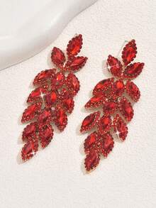 1 Pair Exaggerated Big Dangle Earrings For Women, Long Rhinestone Earrings For Oval Face, Fashion Personalized Earrings For Bride - Y0039-1 - View 3