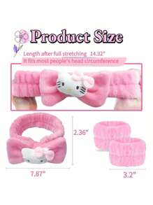 Sanrio 1pc Hello Kitty Kawaii Spa Headband - Soft Fluffy Hair Band For Women, Cute Makeup Headband For Skincare, Washing, Party & Shower (Sanrio Collection)