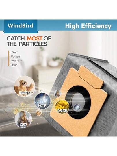 Eufy Replacement Dust Bags, Compatible X8 Pro X10 Omni Robot Vacuum, 3L Large Capacity, Layer Fabric Upgrade view 3