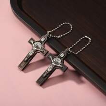 2pcs Basic Black, Brown, Light Brown Wooden Cross Pendant, Suitable For DIY Bag Charms, Home Decoration, Etc.