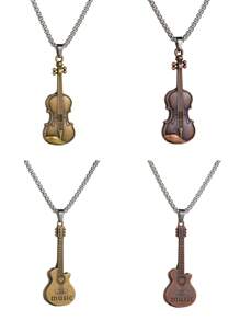 1 Pc Guitar Violoncello Pendant Necklace For Men Boys Vintage Collars Chokers Music Punk Jewelry Gifts