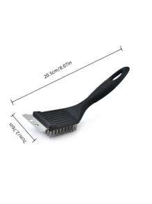 Brosse à grille en acier inoxydable avec manche ergonomique noir - brosse à bristles en métal réutilisable et facile à nettoyer, parfait pour le barbecue sans effort. Parfait pour une utilisation en cuisine et en extérieur, sans électricité nécessaire. Accessoire de cuisine pratique. Bristles en acier inoxydable, accessoire de barbecue extérieur.