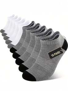 10/30 Pairs Unisex Simple Solid Color Thin Casual Short Socks, Versatile For Summer, Sports, Home Wear - Multicolor - View 8
