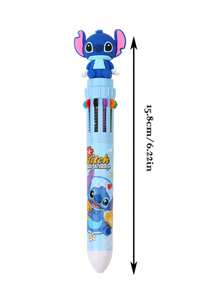 Disney 16pcs Disney Authorized Stitch Blue Cartoon Stylus & 10-Color Ballpoint Pen Set - Innovative Cute Design, Portable & High Aesthetic, Comfortable Press-Type Grip, 0.7mm Smooth Writing, 10 Colors For Creative Study & Journaling (DIY Stationery Gift) School Supplies, Back To School