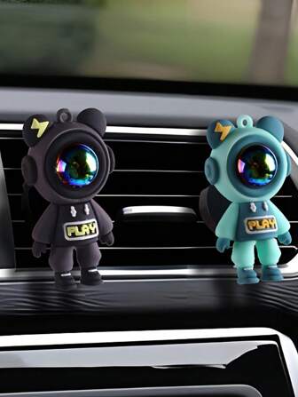 Astronaut Lightning Bear Designed Car Air Freshener, Car Vent Air Freshener Diffuser Clip, Car Vent Decorative Clip, Car Interior Decor Accessories