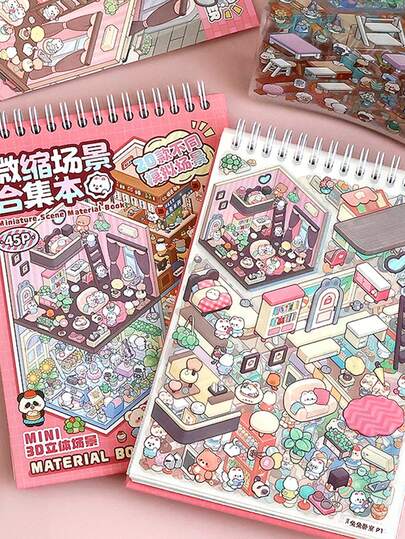 1 Cuốn Sách Hình Dán Cảnh Thu Nhỏ - Bộ Sê-ri Thị Trấn Nắng Bao gồm 20 bối cảnh khác nhau, Sách Hình Dán Trang Trí Tự Làm, Đồ Dùng Học Tập, Hình Dán Trang Trí Sổ Lưu Niệm, Hình Dán Vui Nhộn, Hình Dán Máy Tính Xô, Hình Dán Điện Thoại Kindle