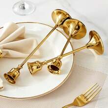 3pcs Brass Gold/Black Metal Tapered Candle Holders, Vintage Modern Decorative Centerpiece Candlestick For Fireplace, Wedding, Party, Housewarming Gift Gifts Birthday Graduation