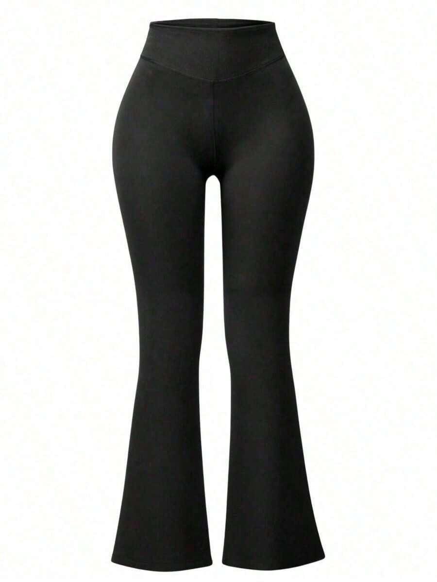 Calça Flare  Bailarina Boca De Sino Suplex Básico Cintura Alta