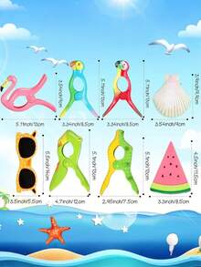 2pcs Beach Towel Clips, Cute Towel Holders Clips For Chairs, Beach Towel Racks, Clothespins, Suitable For Patio, Pool, Various Styles - Multicolor - View 4