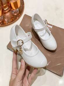 Girls Solid Color Fashion High Heel Dress Shoes, Suitable For Wedding, Party, Performance